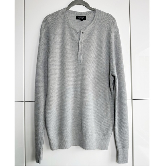 Nordstrom Men’s Henley Sweater Wool Blend Gray Size Large 3 Buttons Quite Luxury - Picture 1 of 5